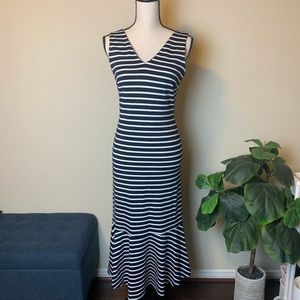 Banana Republic stripe ponte flounce midi dress